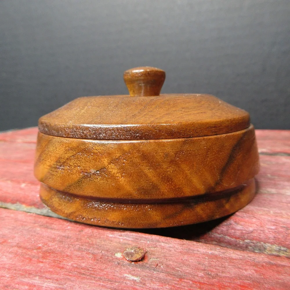 Vintage Handcrafted Wood Trinket Box Lidded Mark J Ostrom Lindstrom MN Vanity